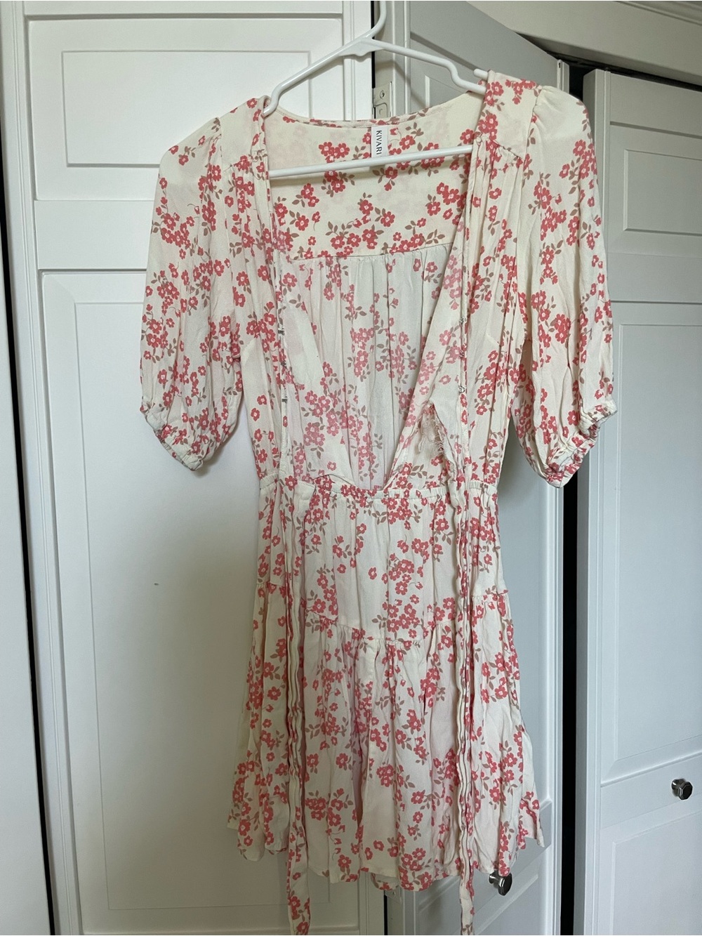 Zara Cream Mini Dress with Pink Floral Print